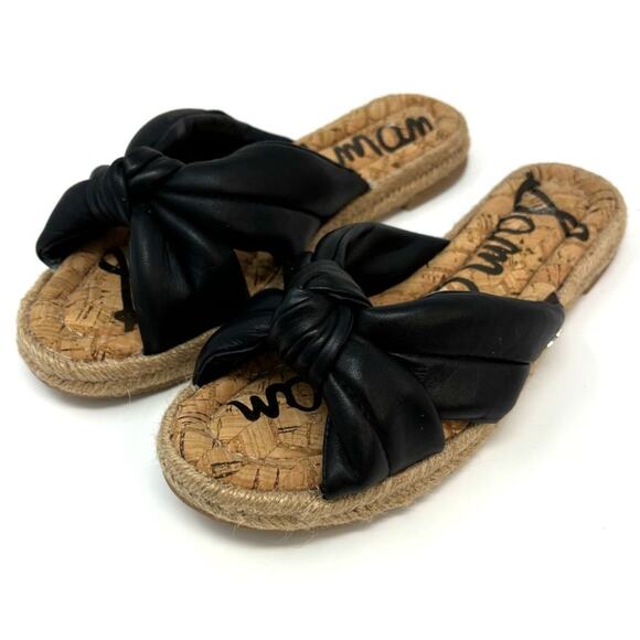 Sam Edelman Abbene Leather Slip on Espadrille Slide Sandals - Picture 1 of 6